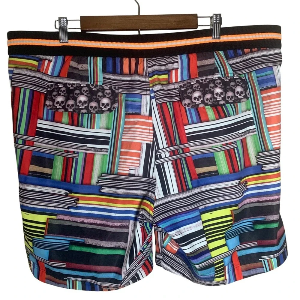 Robert Graham Swim Trunks‎ Mens 40 Multicolor Excellent Abstract Skull Geometric